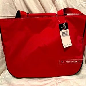 Polo Jeans vintage 90s nylon tote in red and black.